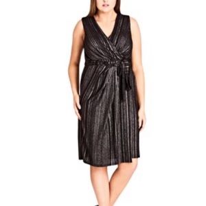 NEW City Chic Gold Metallic Wrap Dress